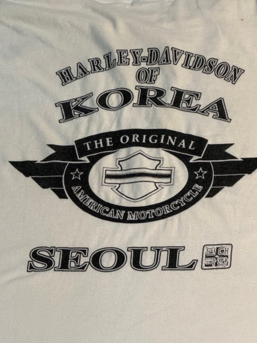 Harley Davidson American Legend T Shirt Mens XL White Seoul Korea Knucklehead